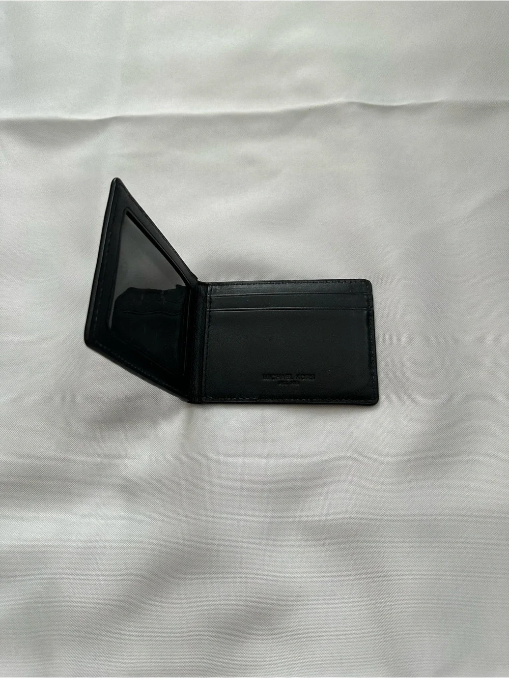 Michael Kors Black Logo-Print Card Holder with Gold Branding